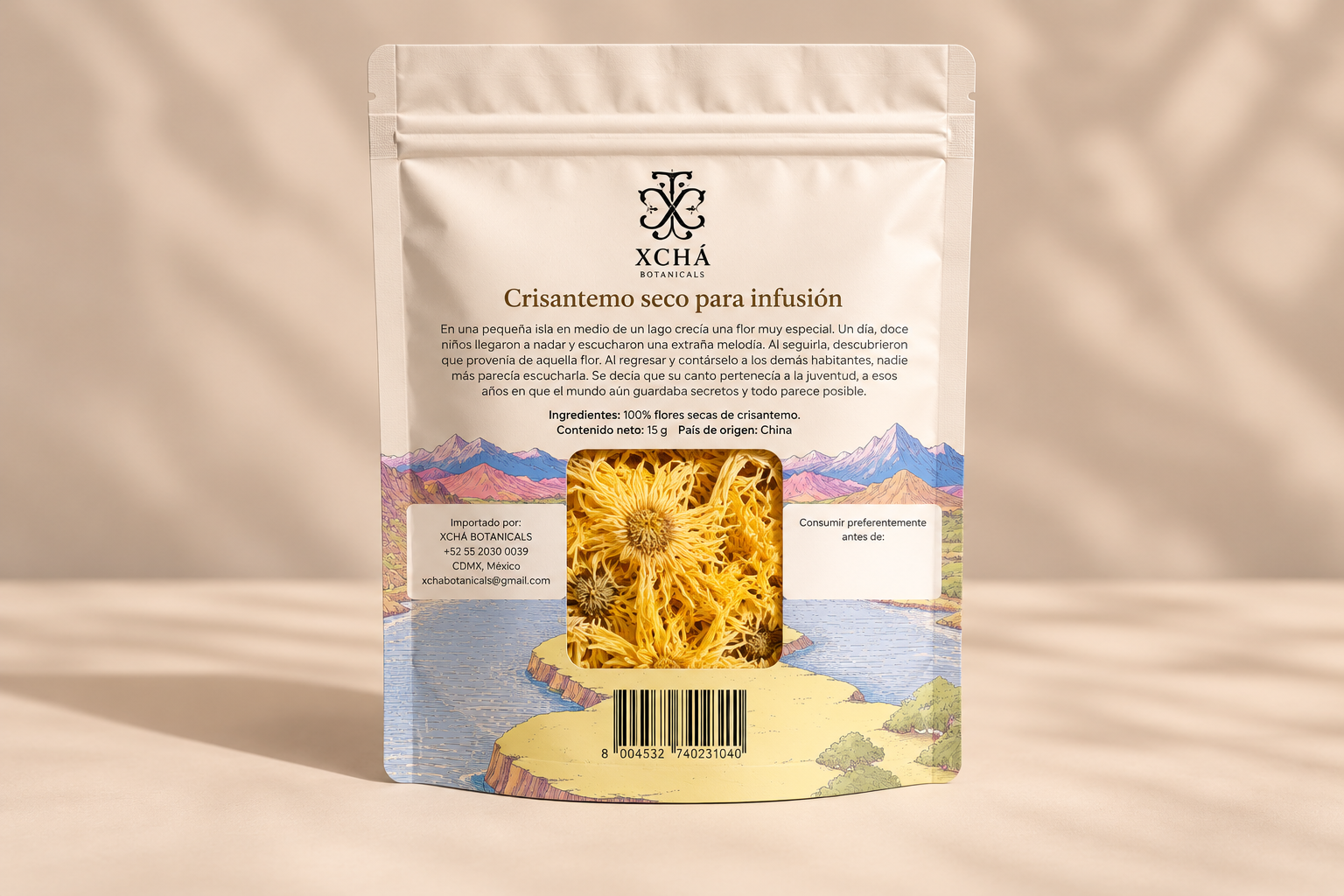 Reverso del empaque de Crisantemo Amarillo