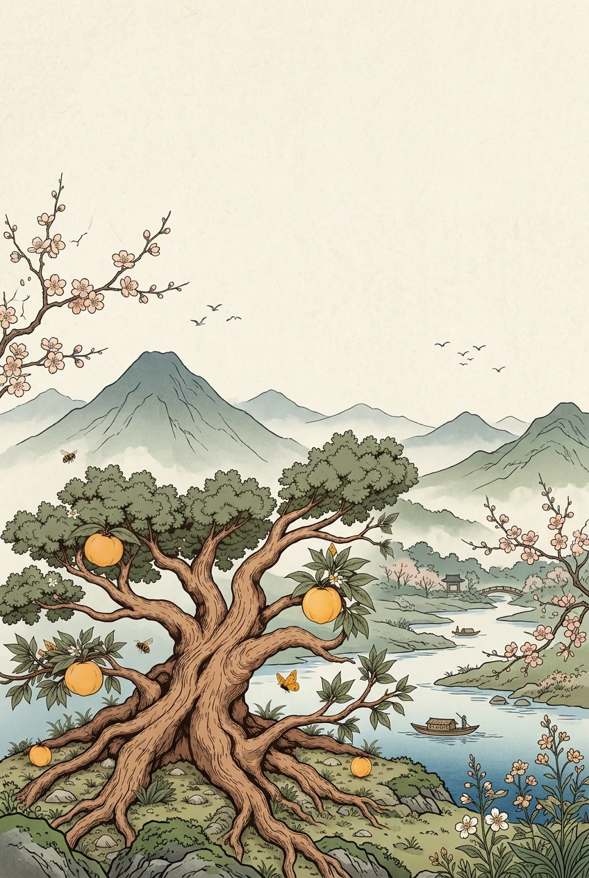 Paisaje ilustrado de Durazno