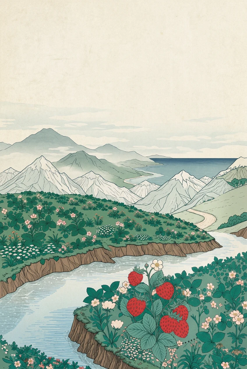 Paisaje ilustrado de Fresas